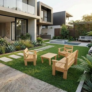Juego de Muebles de Exterior en Madera Clara - imagen 2