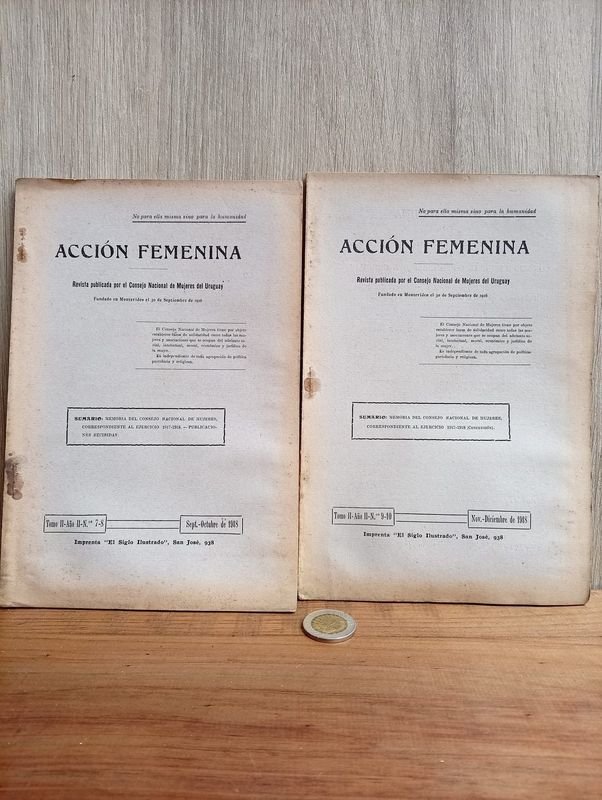 Acción Femenina: Revistas de 1917 y 1985 del Consejo Nacional de Mujeres del Uruguay