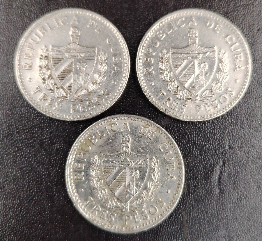 3 Monedas de Cuba: Che Guevara, Tres Pesos