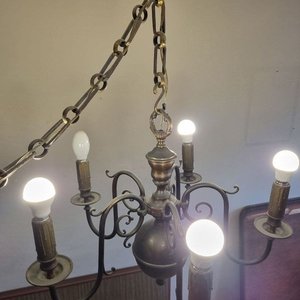 Araña de Techo Colonial Antigua en Hierro Forjado y Bronce con 5 Luces - imagen 3