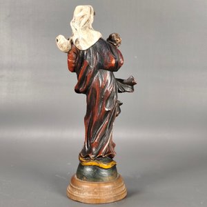 Dos Tallas Religiosas en Madera: Virgen con Niño y Otra con Querubines - imagen 14