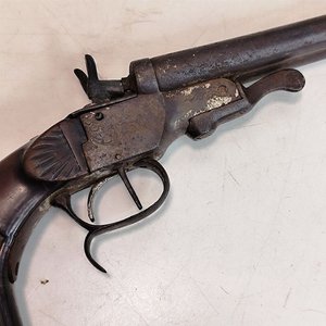 Pistolón Antiguo Doble Caño Siglo XIX con Mecanismo Funcional - imagen 7