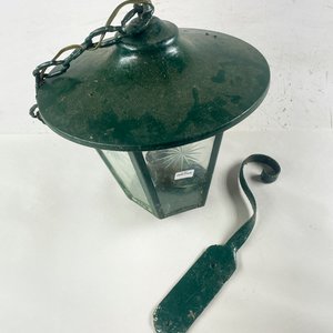 Farol Verde de Chapa con Vidrio Grabado - 31 cm - imagen 2