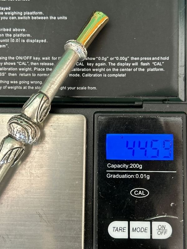 Bombilla curva muy antigua plata alta de colección - imagen 6