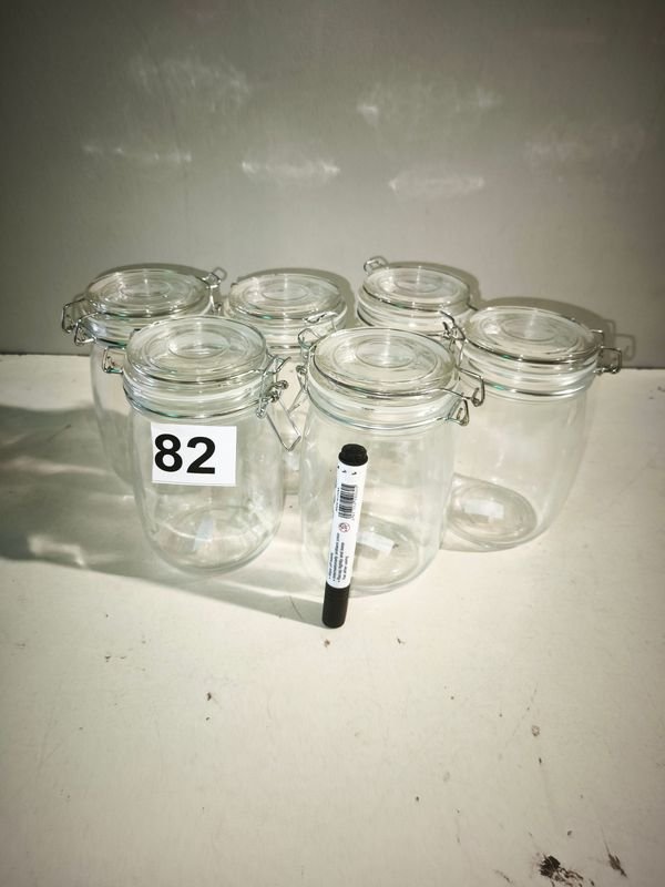 Set de 6 Carameleros de Vidrio Altos con Tapa Hermética - imagen 1