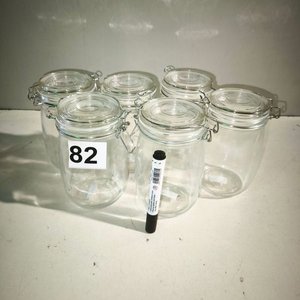 Lote siguiente: Set de 6 Carameleros de Vidrio Altos con Tapa Hermética