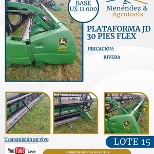 Lote siguiente: Plataforma John Deere 630F 30 Pies Flex
