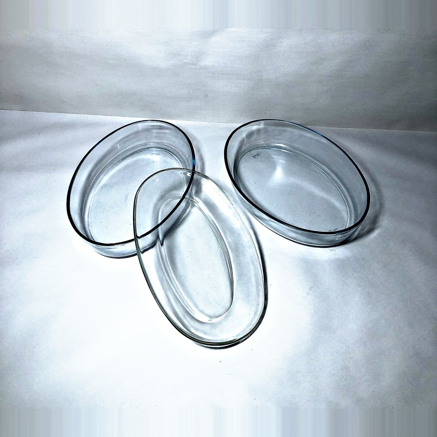 Juego de 3 Fuentes Ovaladas de Vidrio Transparente Tipo Pyrex