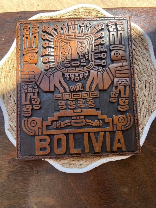 Cuadro artesanal tallado en madera Bolivia - imagen 2