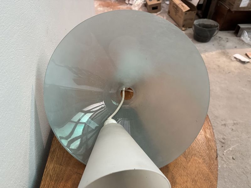 Lámpara de Techo Vidrio Celeste con Cordón Blanco - imagen 4