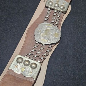 Rastra de Cuero con Apliques de Plata y Oro Estilo Gaucho - imagen 5