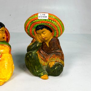 Par de Figuras de Yeso de Campesinos Mexicanos - imagen 3