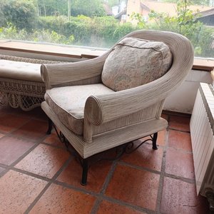 Par de Butacas de Ratan con Base de Hierro Forjado y Almohadones - imagen 2