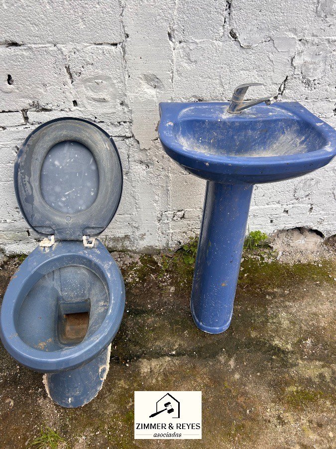 Inodoro y Lavatorio Azul con Pedestal