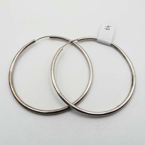 Par de Aros de Plata Tipo Argolla - 6 cm - imagen 1