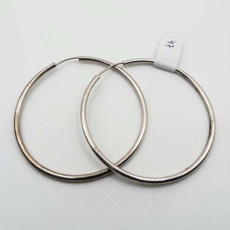 Par de Aros de Plata Tipo Argolla - 6 cm