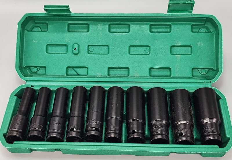 Juego de 10 Bocallaves de Impacto de Cromo Vanadio (10mm-24mm)
