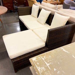 Juego de Muebles de Exterior Ratán Sintético con Puff y Almohadones - imagen 2