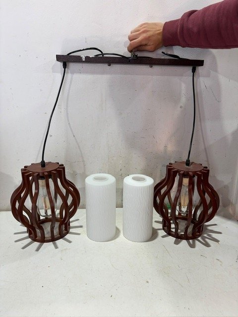 Aplique de Luz Doble Moderno Madera y Vidrio