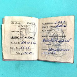Libreta de Bicicleta Antigua Intendencia Municipal de Rocha - imagen 2
