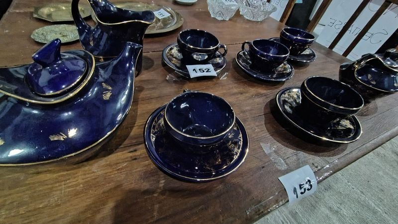 Juego de té completo azul y dorado - imagen 3
