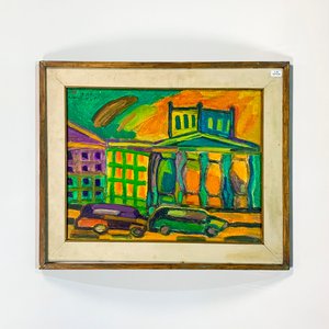 Cuadro Óleo "Palacio Legislativo" Multicolor con Autos - imagen 1