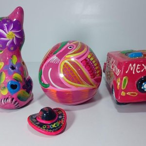 Lote de 4 piezas artesanales de barro estilo mexicano - imagen 7
