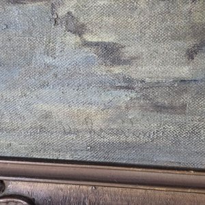 Dos Antiguos Óleos Firmados: Paisaje Rural y Escena Náutica - imagen 5