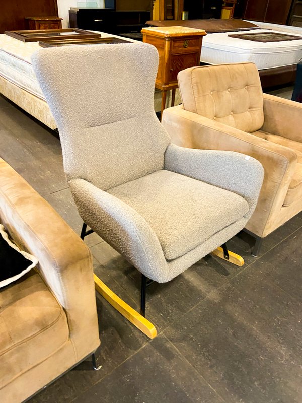 Sillón Mecedora Moderno Tapizado Gris