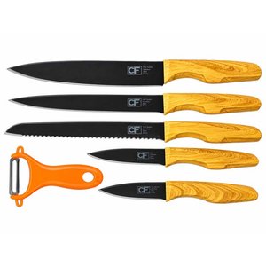 Lote siguiente: Set de cuchillos de cocina de acero inoxidable 6 piezas con mango madera