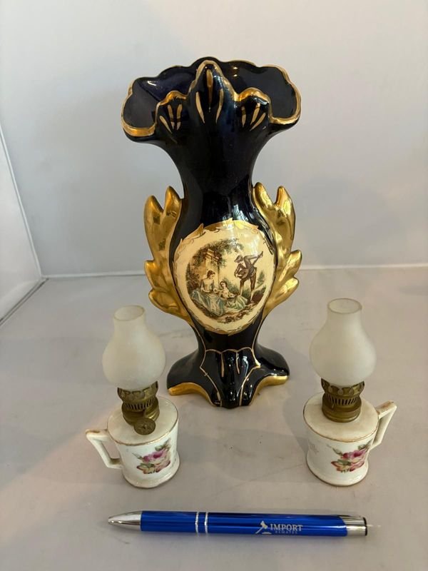 Lote siguiente: Florero y farolitos base cerámica decorativa