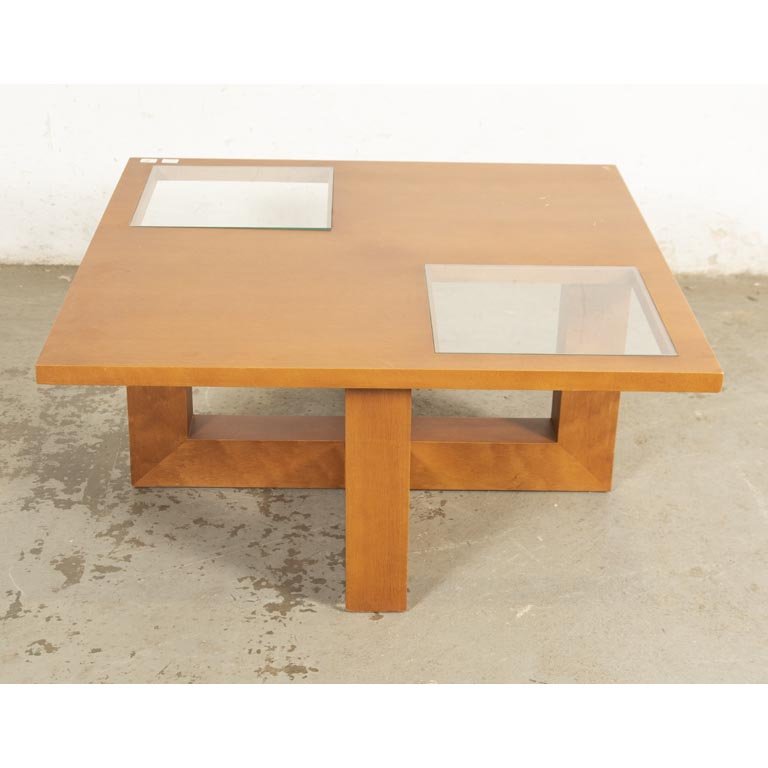 Mesa de Living Cuadrada con Doble Tapa de Vidrio