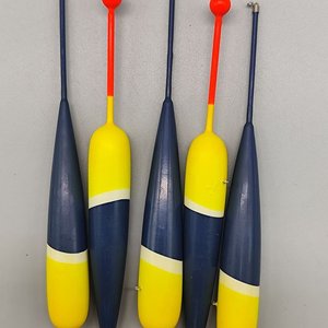 Lote de 5 Boyas de Pesca Alargadas en Azul y Amarillo - imagen 3