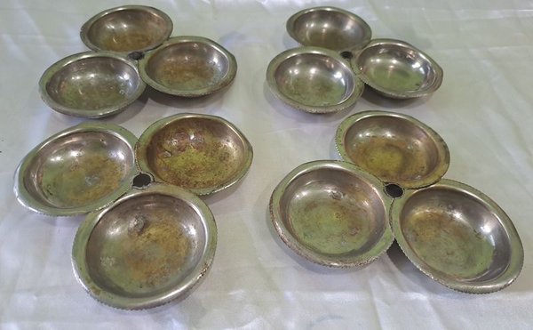 Antiguos Soportes de Condimentos en Bronce Platinado - imagen 1