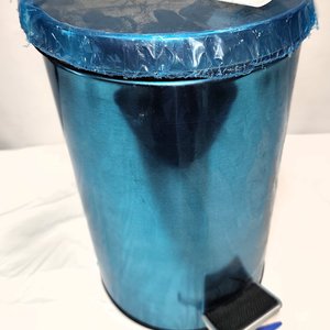 Papelera de Acero Inoxidable Azul con Tapa Batiente y Cubo Interior, 12 Litros - imagen 2