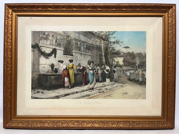 Lote siguiente: Pintura de Diana la Cazadora en una lámina inglesa