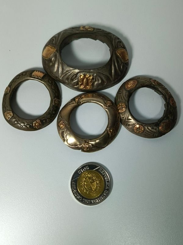 Cuatro virolas de mate en plata y oro - imagen 2