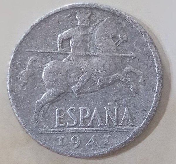 Moneda española de Diez Centavos del año 1941 - Colección de monedas antiguas - imagen 1