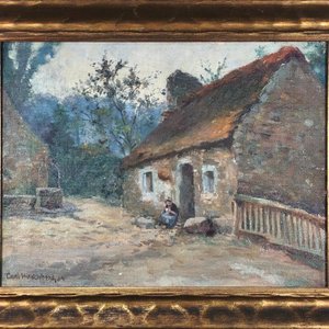 Oleo "Hogar Dulce Hogar" de Carl Hirschberg con Marco Dorado - imagen 3