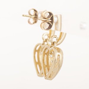 Par de Caravanas Corazón Oro 18k con Brillantes - imagen 2