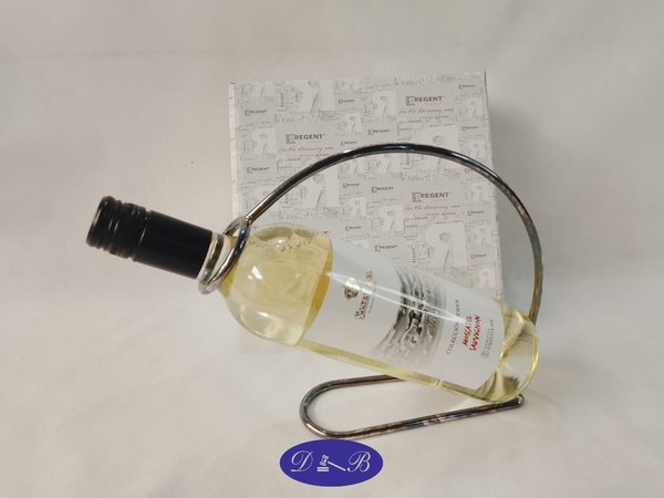 Porta Botellas de Metal Plateado para Vino