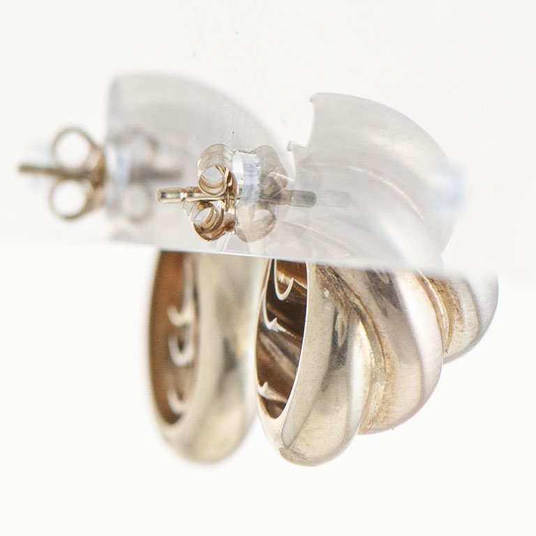 Pare de aretes de oro 18k combinados - imagen 2