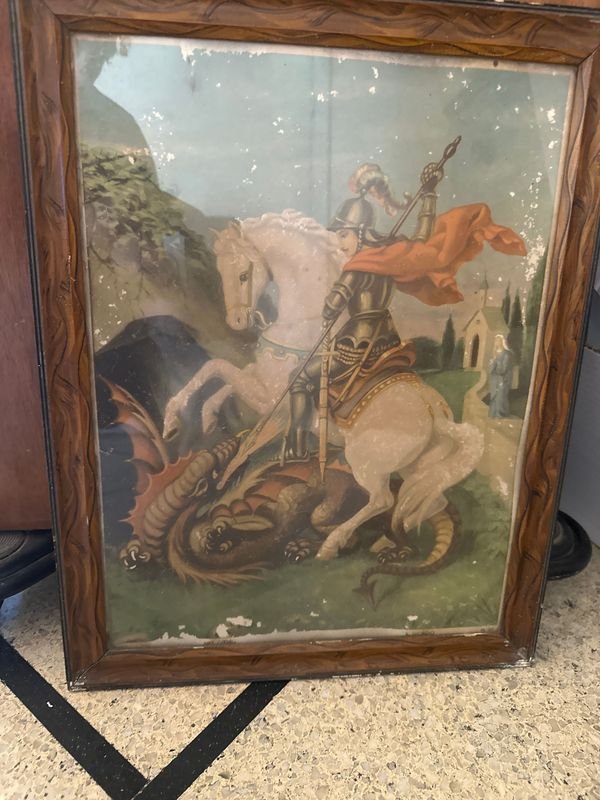 Lote siguiente: Cuadro de San Jorge medieval en armadura