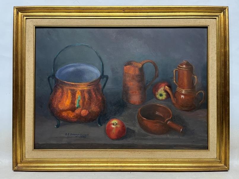 Bodegón de A. E. Barros-Plaza: Óleo sobre Fibra, 49 x 68 cm