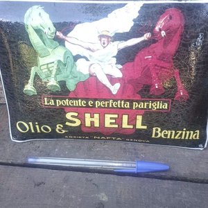 Chapa Publicitaria Vintage Shell Olio & Benzina Años 90 - imagen 2