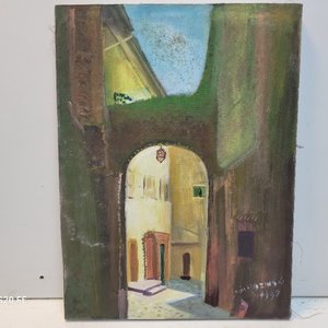 3 Cuadros al Óleo sobre Lienzo: Paisajes y Arquitectura, Firmados - imagen 5
