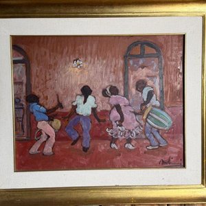 Lote siguiente: Óleo sobre Fibra "Danza" de Leonel Pérez Molinari, 48x38 cm