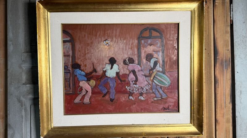 Óleo sobre Fibra "Danza" de Leonel Pérez Molinari, 48x38 cm
