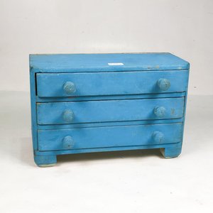 Caja Alhajera Vintage de Madera con 3 Cajones - Celeste - imagen 1