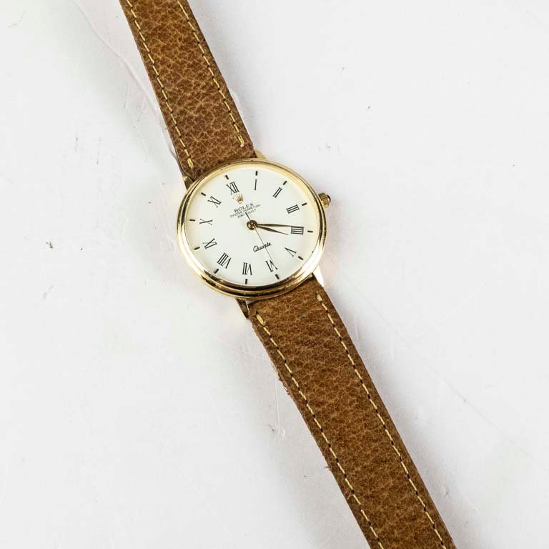 Reloj de dama en metal con malla de cuero - imagen 2
